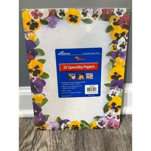 Ampad PC Papers 25 Specialty Paper Pansy Floral Border Acid Lignin Free 8.5 x 11